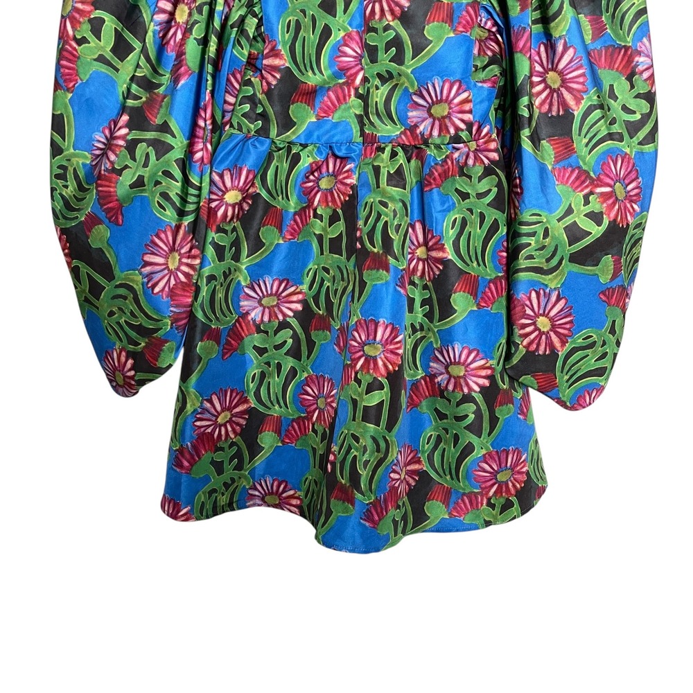 La DoubleJ Scoop Neck Balloon Sleeve Floral Tropical Mini Dress Resort Travel XS - Picture 11 of 11